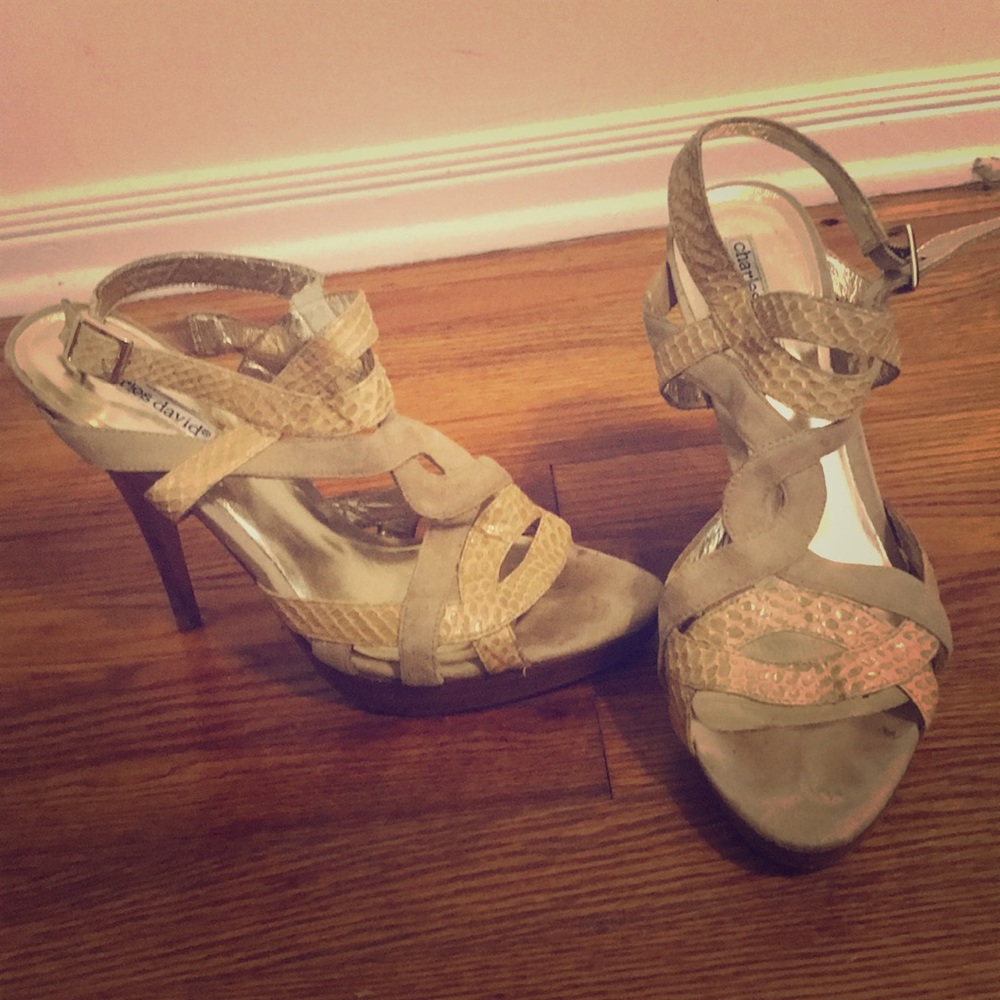 Charles David suede and lizard buds strappy sandal